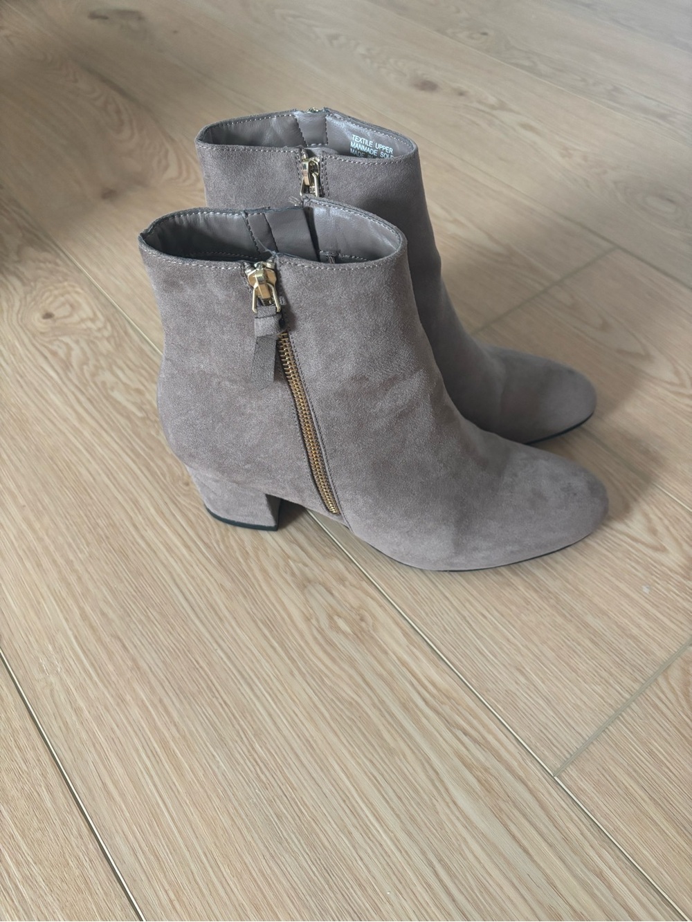 Women's Taupe Faux Suede Ankle Boots with Side Zip
